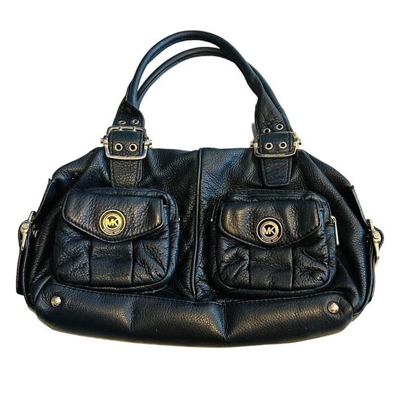 Michael Kors Black Soft Black Leather & Gold Hardware Satchel - Picture 6 of 13